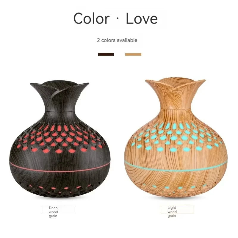 Ultrasonic Wood Humidifier | Aromatherapy & LED light