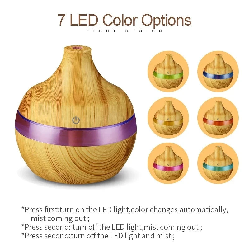 300ml Electric Wood Humidifier| Aromatherapy & Mist Maker