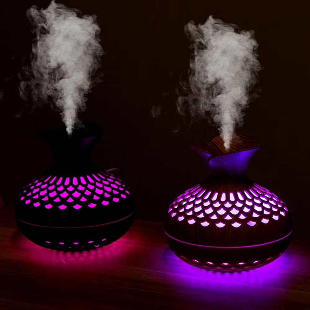 Ultrasonic Wood Humidifier | Aromatherapy & LED light