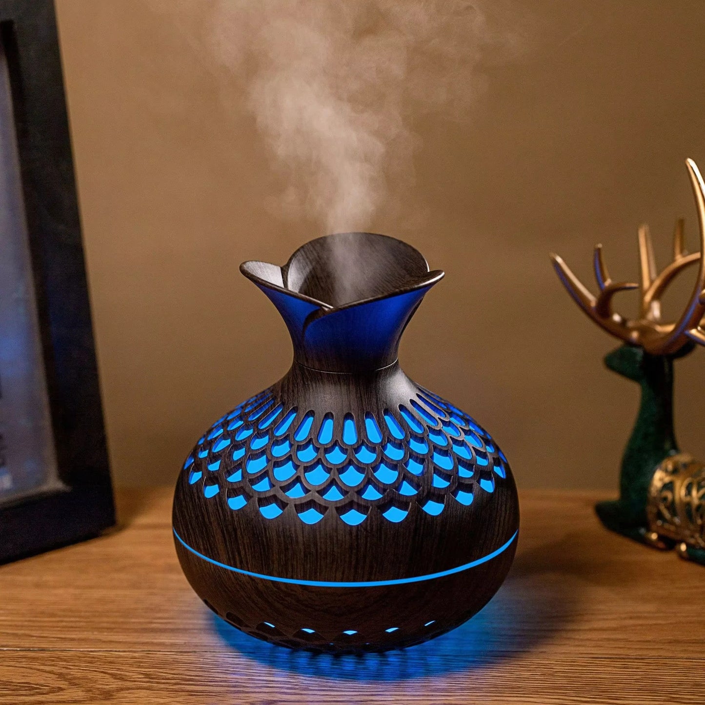 Ultrasonic Wood Humidifier | Aromatherapy & LED light